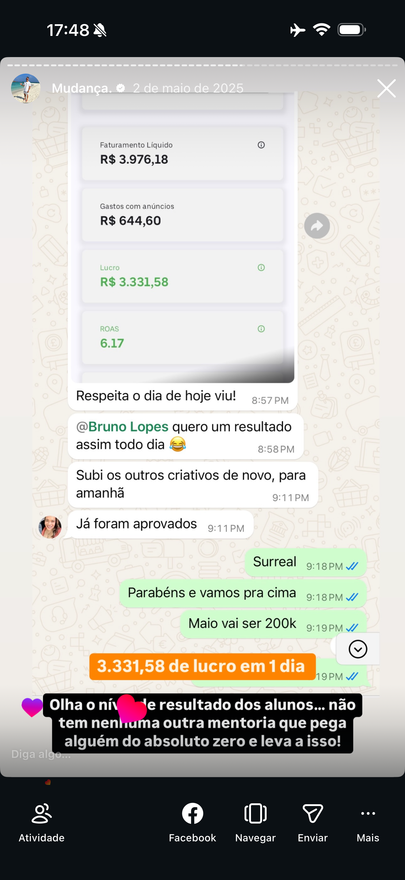 +3300 de lucro em 1 dia