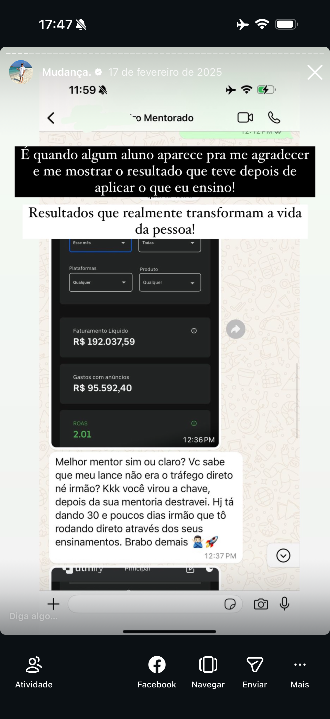Aluno fazendo 192 mil reais em 30 dias