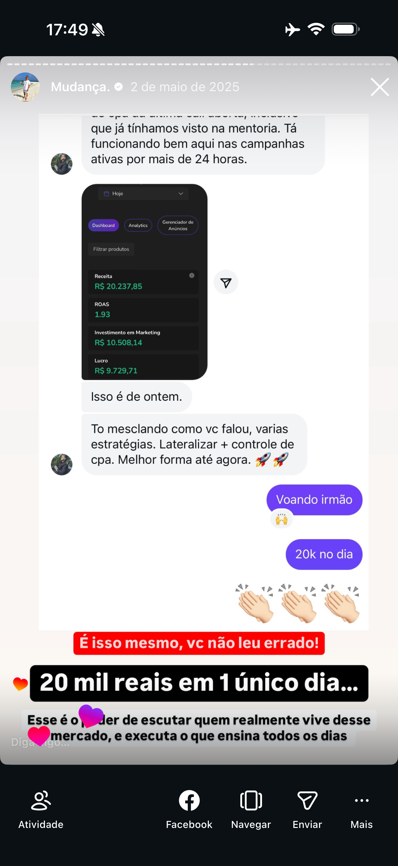 Aluno fazendo 20k por dia